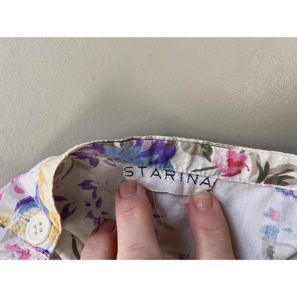 Vintage Starina Dress Womens Medium Floral Button Front Sundress Pockets 90s - Picture 13 of 14